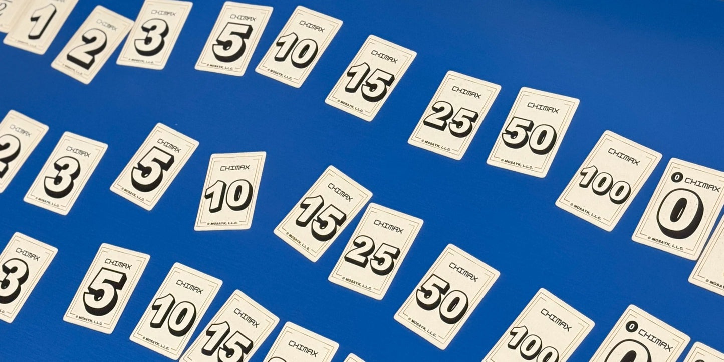 Numbered cards on a blue background